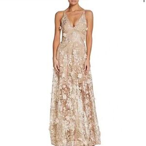 Dress the Population Cream Floral Lace Maxi Dress